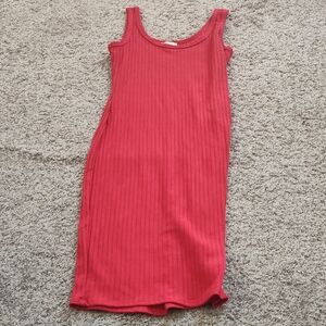 Love J Vibrant Red Ribbed Dress